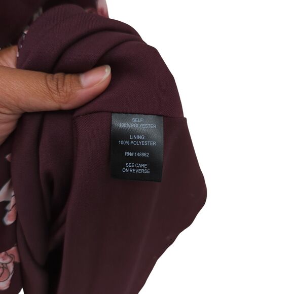 Torrid Women Plus 20 Dress Wine Red Floral Chiffon Halter Cold Shoulder Ruffle - Picture 8 of 11